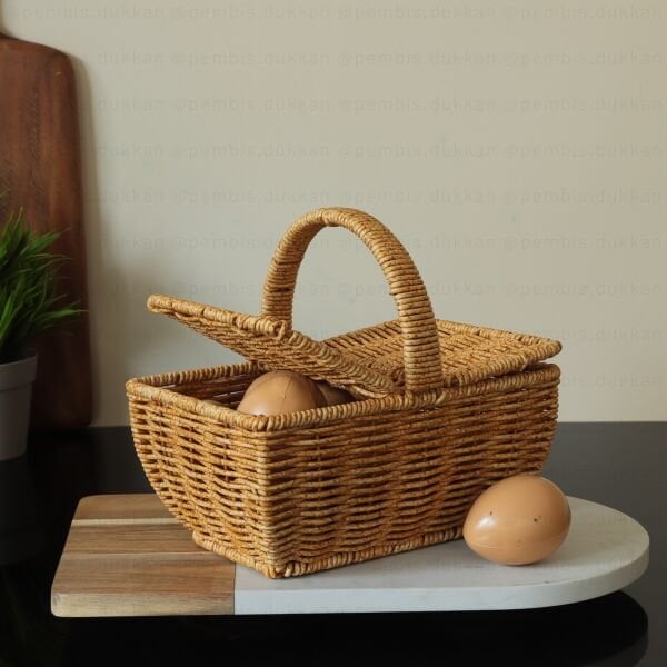 RATTAN DİKDÖRTGEN CEVİZ&YUMURTA SEPETİ