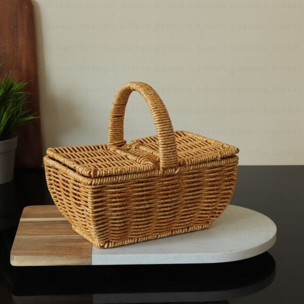 RATTAN DİKDÖRTGEN CEVİZ&YUMURTA SEPETİ