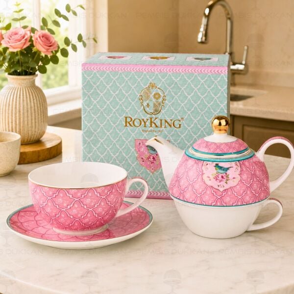 OUSH PEMBE  FİNCANLI DEMLİK