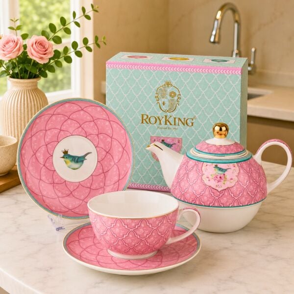 QUSH PEMBE  FİNCANLI DEMLİK