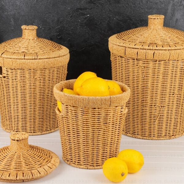 3LÜ RATTAN, YUVARLAK PATATES - SOĞAN - SARIMSAK SEPETİ