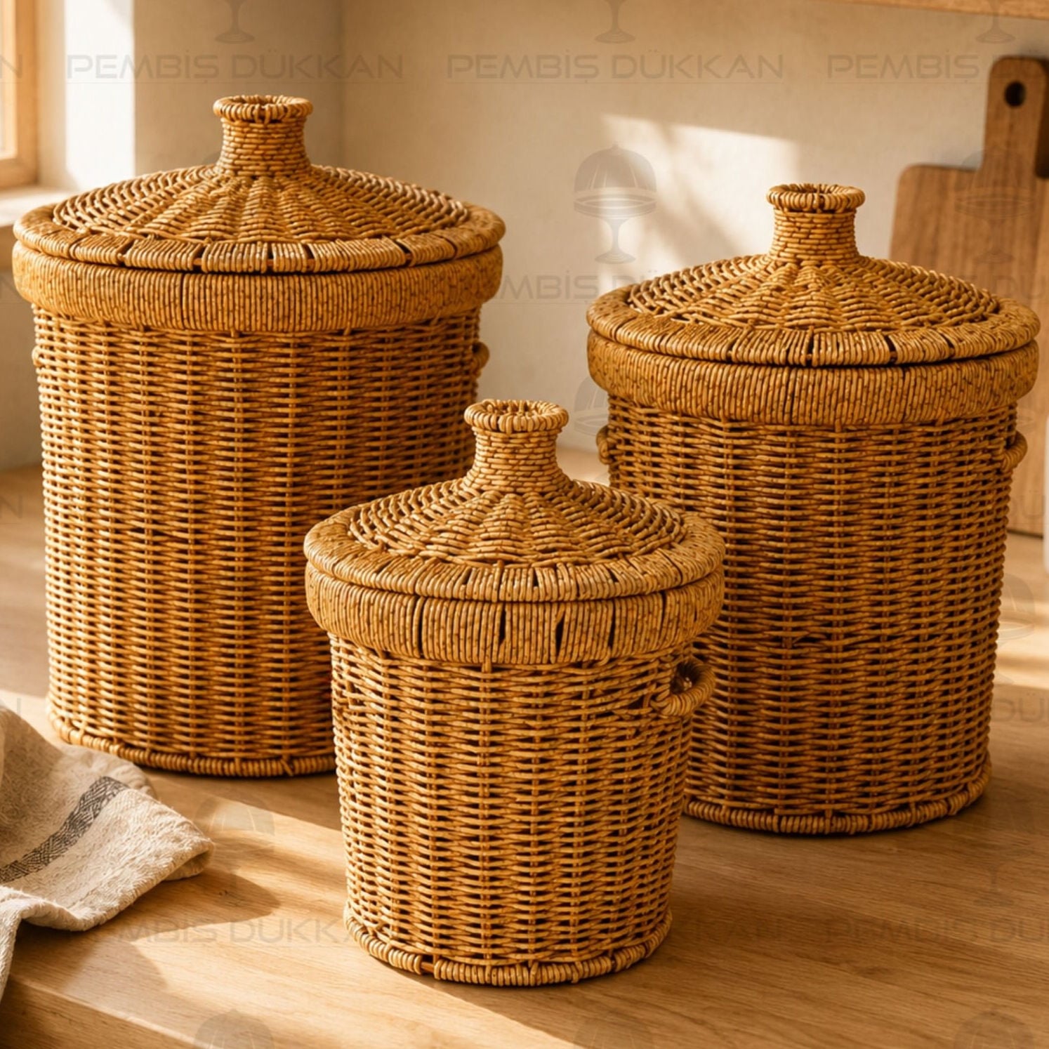3LÜ RATTAN, YUVARLAK PATATES - SOĞAN - SARIMSAK SEPETİ