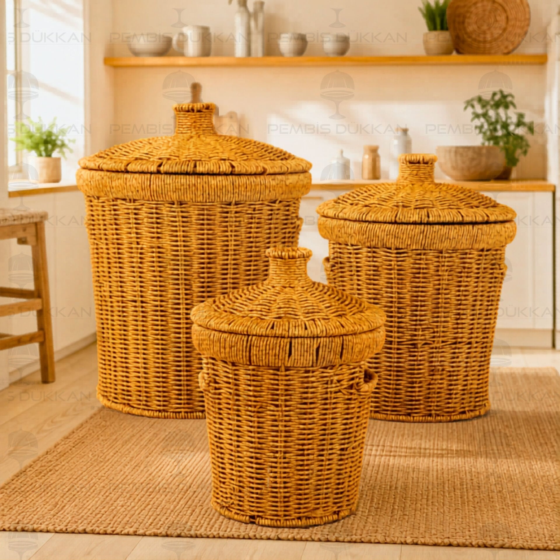 3LÜ RATTAN, YUVARLAK PATATES - SOĞAN - SARIMSAK SEPETİ