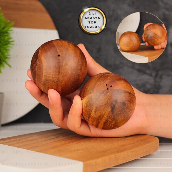 2Lİ AKASYA TOP TUZLUK & BİBERLİK (7B24)