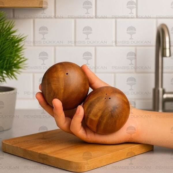 2Lİ AKASYA TOP TUZLUK & BİBERLİK (7B24)