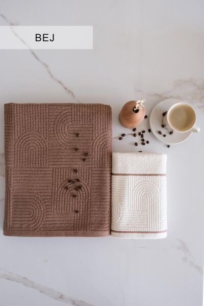 BABİL HAVLU SETİ BEJ (50x90*90x150CM)