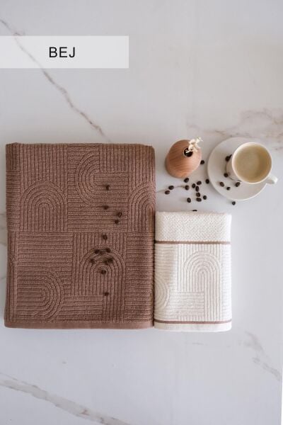 BABİL HAVLU SETİ BEJ (50x90*90x150CM)