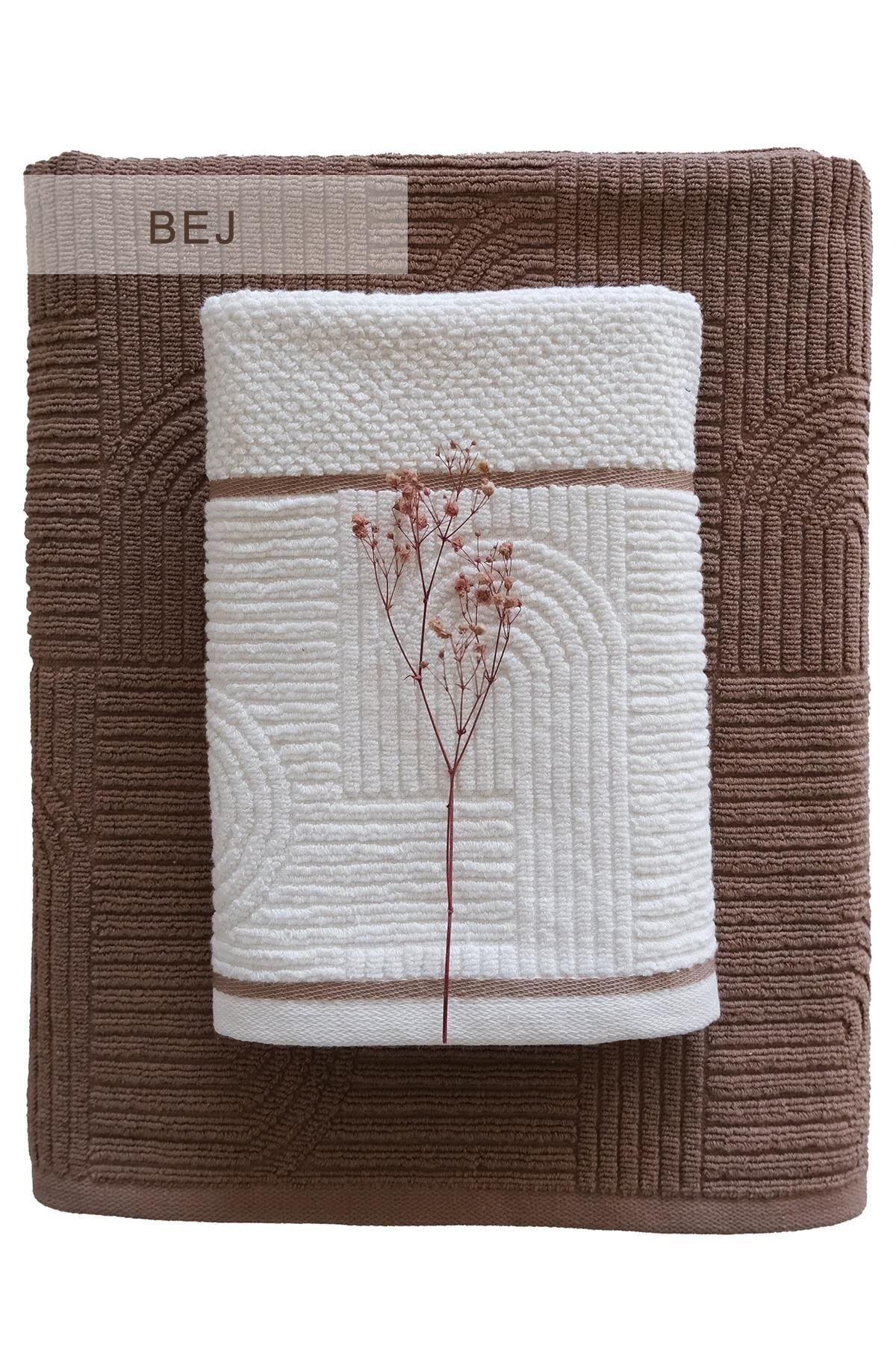 BABİL HAVLU SETİ BEJ (50x90*90x150CM)