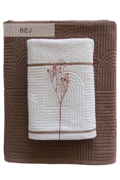 BABİL HAVLU SETİ BEJ (50x90*90x150CM)