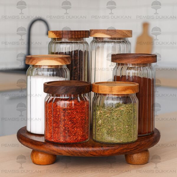 AKASYA TOP AYAKLI SUNUMLUKLU MENNY KAVANOZ SET NO 1