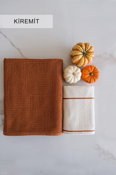 BABİL HAVLU SETİ KİREMİT (50x90*90x150CM)
