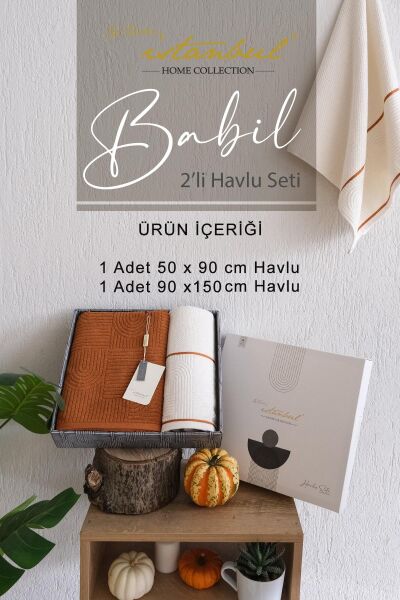 BABİL HAVLU SETİ KİREMİT (50x90*90x150CM)