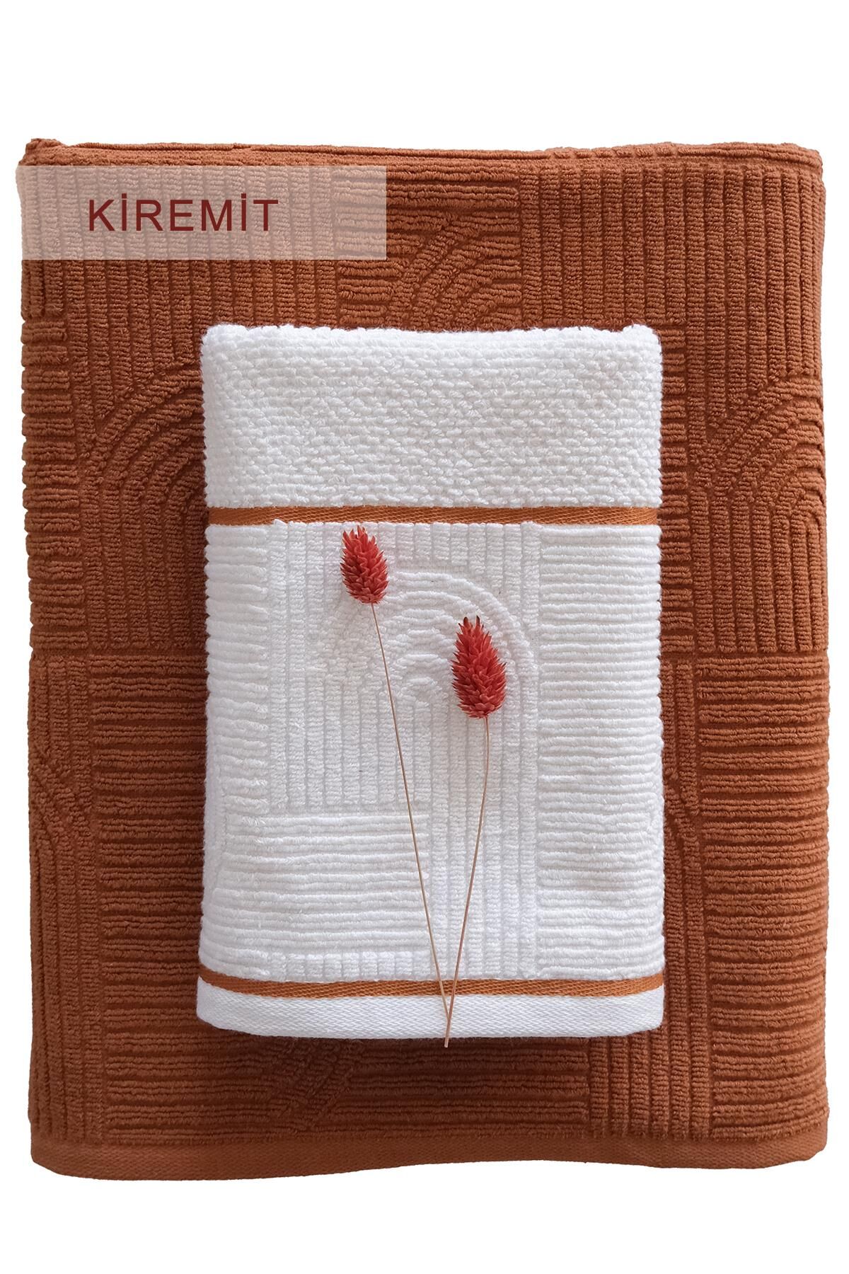 BABİL HAVLU SETİ KİREMİT (50x90*90x150CM)