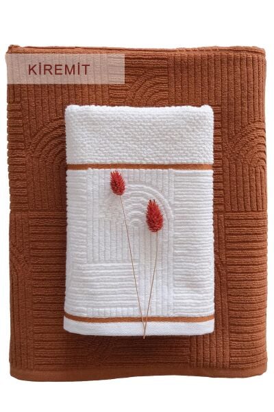 BABİL HAVLU SETİ KİREMİT (50x90*90x150CM)
