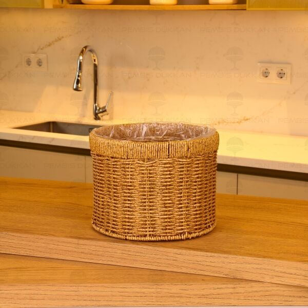 3lü Rattan Silindir Poşetli Saksı Sepet (1636)