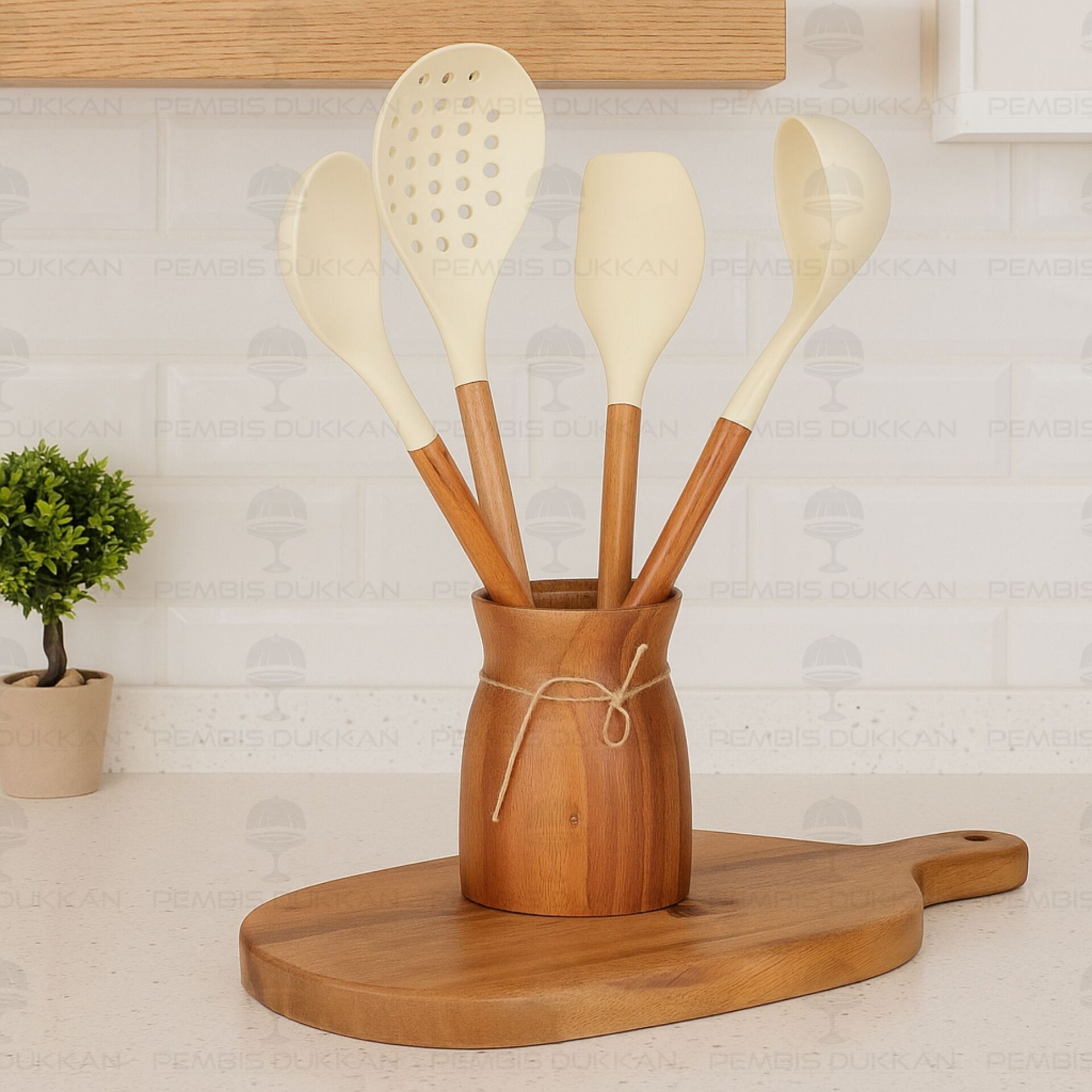 5Lİ AKASYA SAPLI KREM SİLİKON SET & AKASYA BOHEM KAŞIKLIK