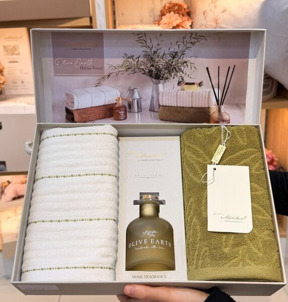 OLİVE EARTH ODA KOKULU 50X90CM 2Lİ HAVLU SETİ - YEŞİL