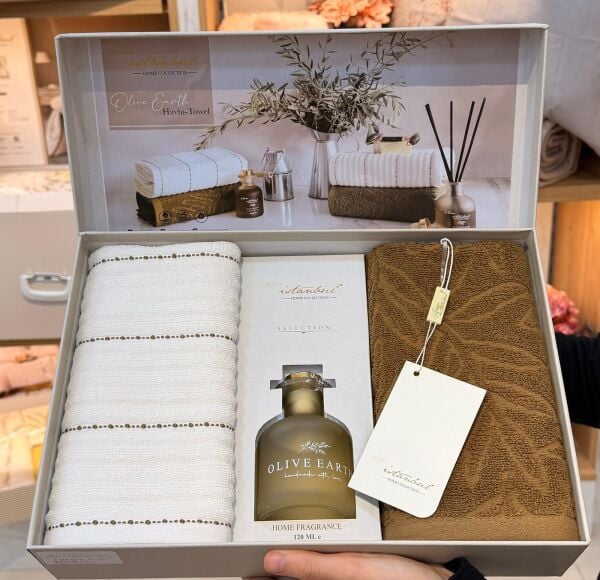 OLİVE EARTH ODA KOKULU 50X90CM 2Lİ HAVLU SETİ - KAHVE