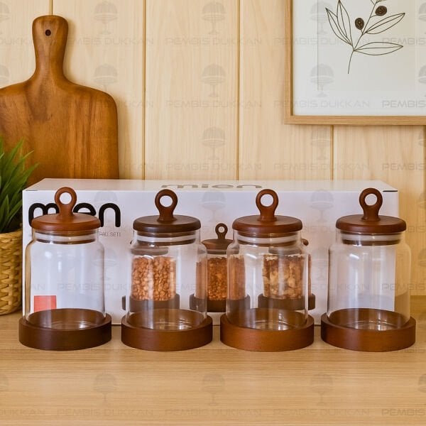 4LÜ KENZO PARLAK AKASYA KAPAKLI BAHARATLIK SET (BOR075)