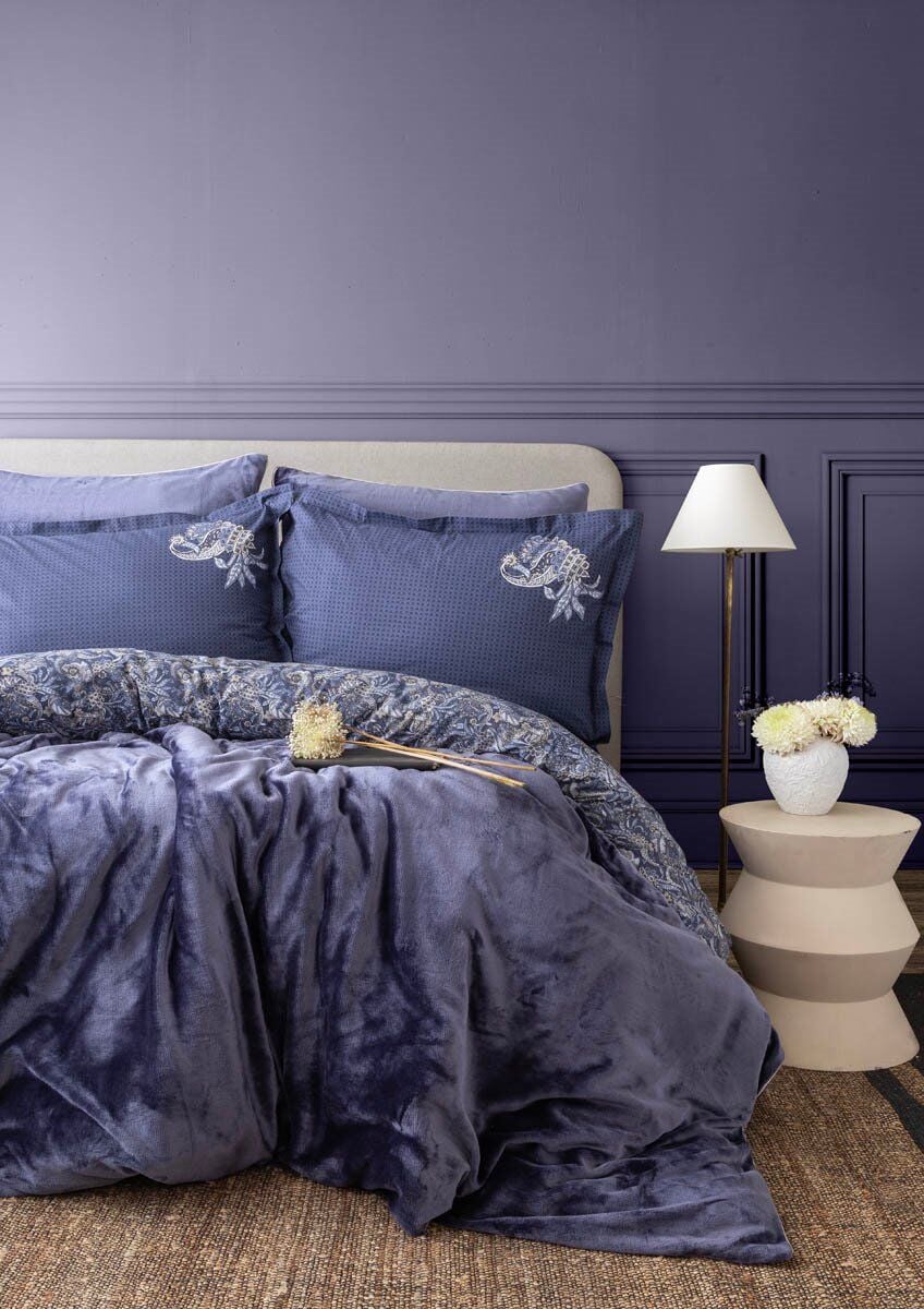 MY TOUCH ÇİFT KİŞİLİK KADİFELİ NEVRESİM TAKIMI -İNDİGO