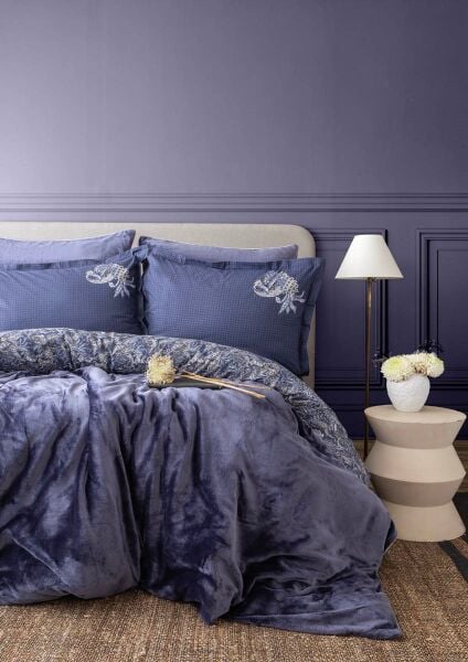 MY TOUCH ÇİFT KİŞİLİK KADİFELİ NEVRESİM TAKIMI -İNDİGO