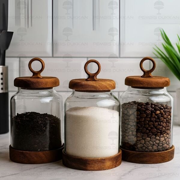 3LÜ LİLY TEZGAH ÜSTÜ KAVANOZ SET (BOR011)