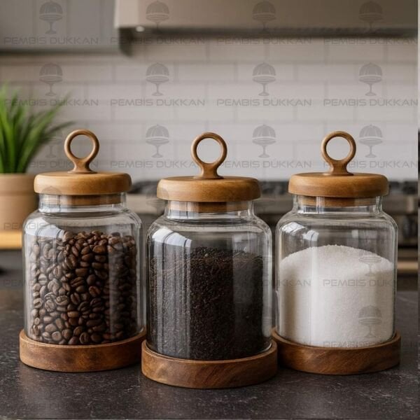 3LÜ LİLY TEZGAH ÜSTÜ KAVANOZ SET (BOR011)