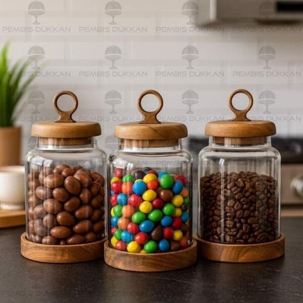 3LÜ LİLY TEZGAH ÜSTÜ KAVANOZ SET (BOR011)