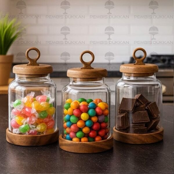 3LÜ LİLY TEZGAH ÜSTÜ KAVANOZ SET (BOR011)