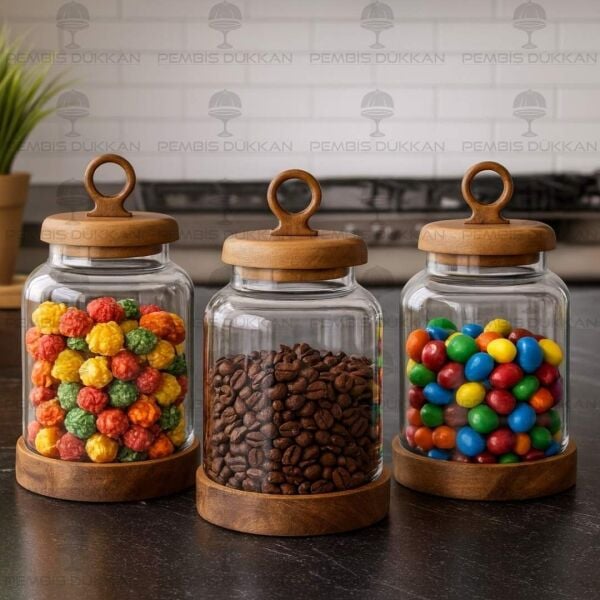 3LÜ LİLY TEZGAH ÜSTÜ KAVANOZ SET (BOR011)