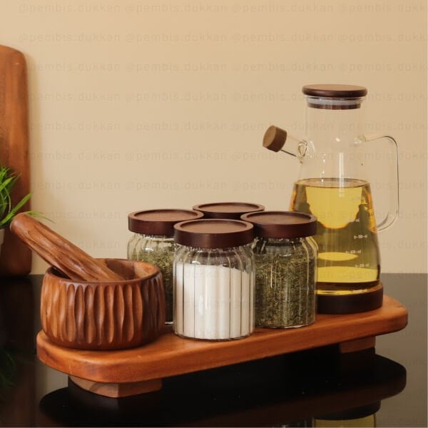 AKASYA OVAL ALTLIKLI YAĞDANLIK VE MENNY BAHARATLIK KOMBİN SET NO 1