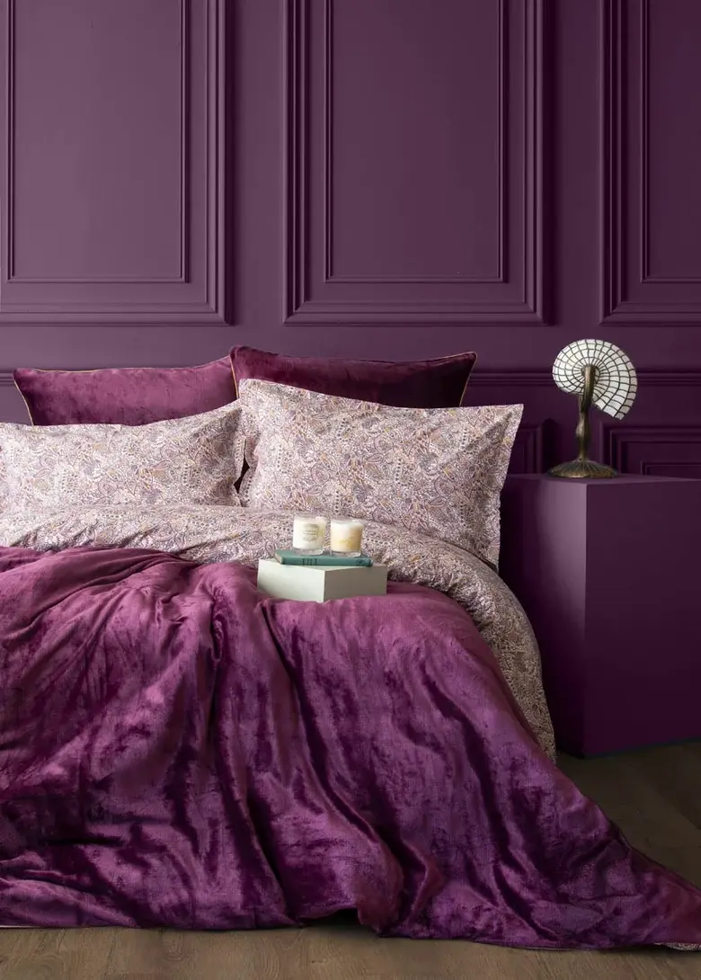 MY TOUCH ÇİFT KİŞİLİK KADİFELİ NEVRESİM TAKIMI -LONA MÜRDÜM