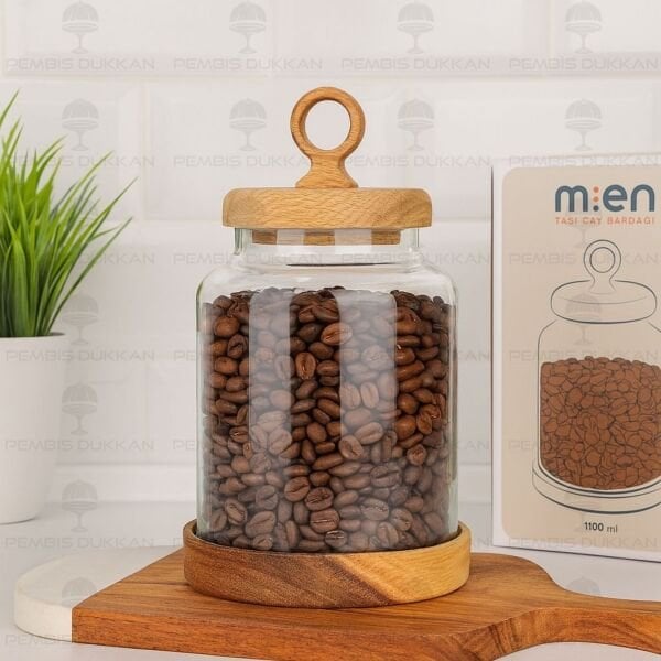 LİLY 1100ML VERNİKSİZ AKASYA KAPAKLI KAVANOZ (BOR 010)