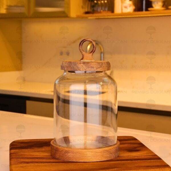 LİLY 1100ML VERNİKSİZ AKASYA KAPAKLI KAVANOZ (BOR 010)