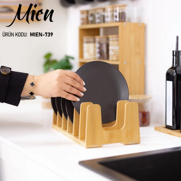 MN 6 LI BAMBU TABAK & TEPSİ & KAPAK DÜZENLEYİCİ STAND, TABAKLIK (739)