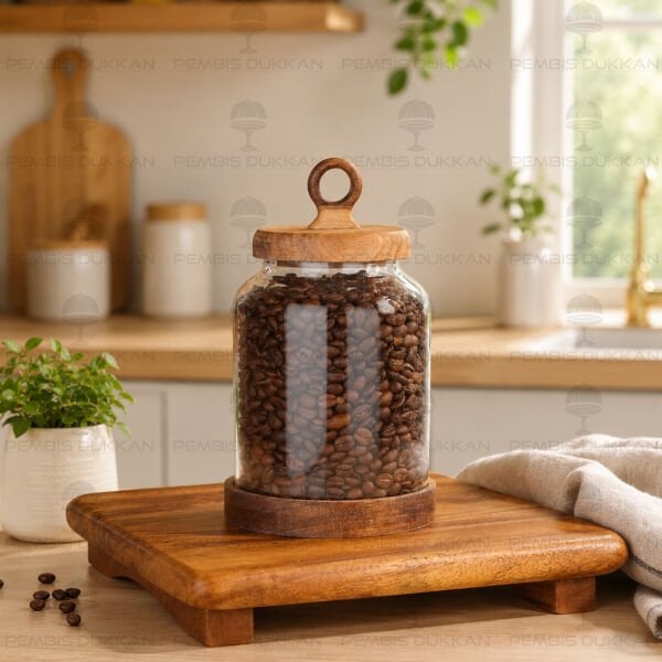 LİLY 1100ML VERNİKSİZ AKASYA KAPAKLI KAVANOZ (BOR 010)