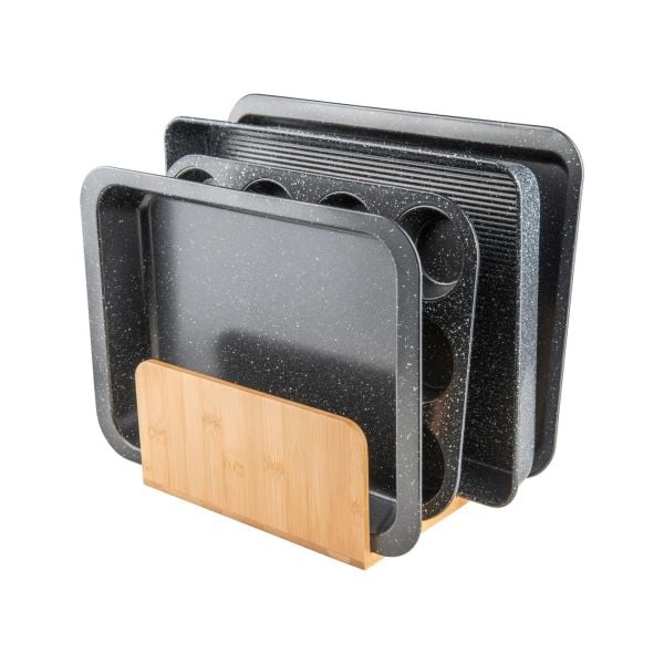MN 4 LÜ BAMBU TABAK & TEPSİ & KAPAK DÜZENLEYİCİ STAND, TABAKLIK (740)