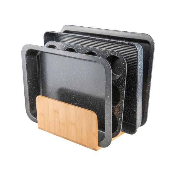 MN 4 LÜ BAMBU TABAK & TEPSİ & KAPAK DÜZENLEYİCİ STAND, TABAKLIK (740)