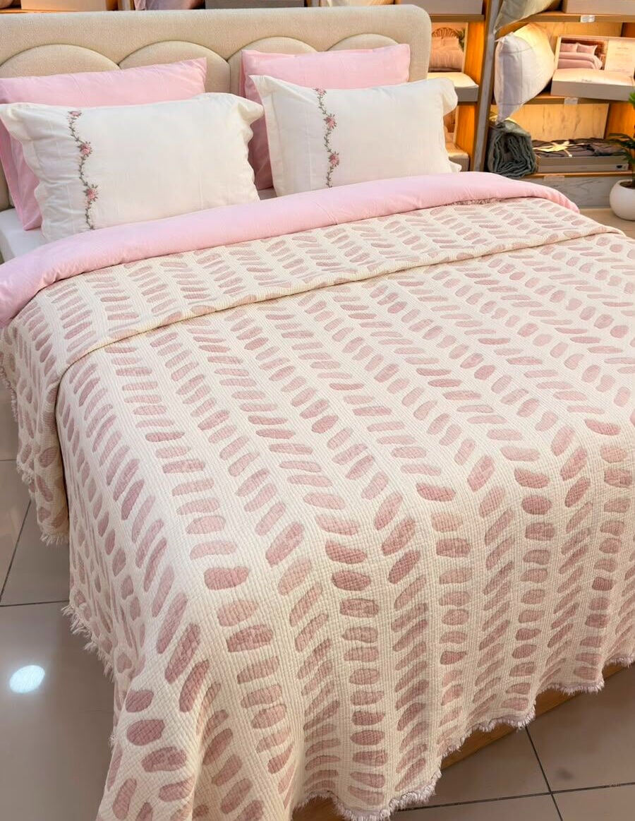 Sweet Dreams Çift Kişilik Nevresim Takımı - Rose Müslinli Kombin Set No 1