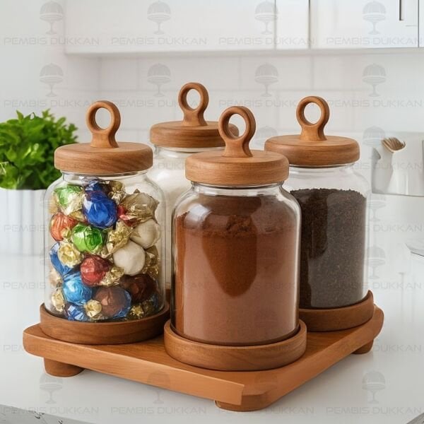 4LÜ LİLY TEZGAH ÜSTÜ KAVANOZ KOMBİN SET NO3 (AKS139)