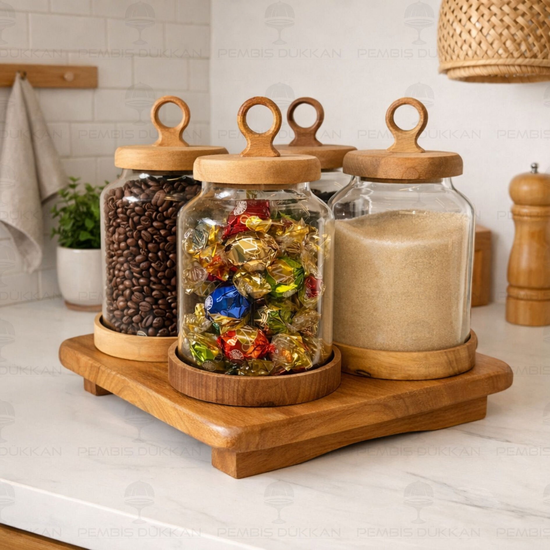 4LÜ LİLY TEZGAH ÜSTÜ KAVANOZ KOMBİN SET NO3 (AKS139)