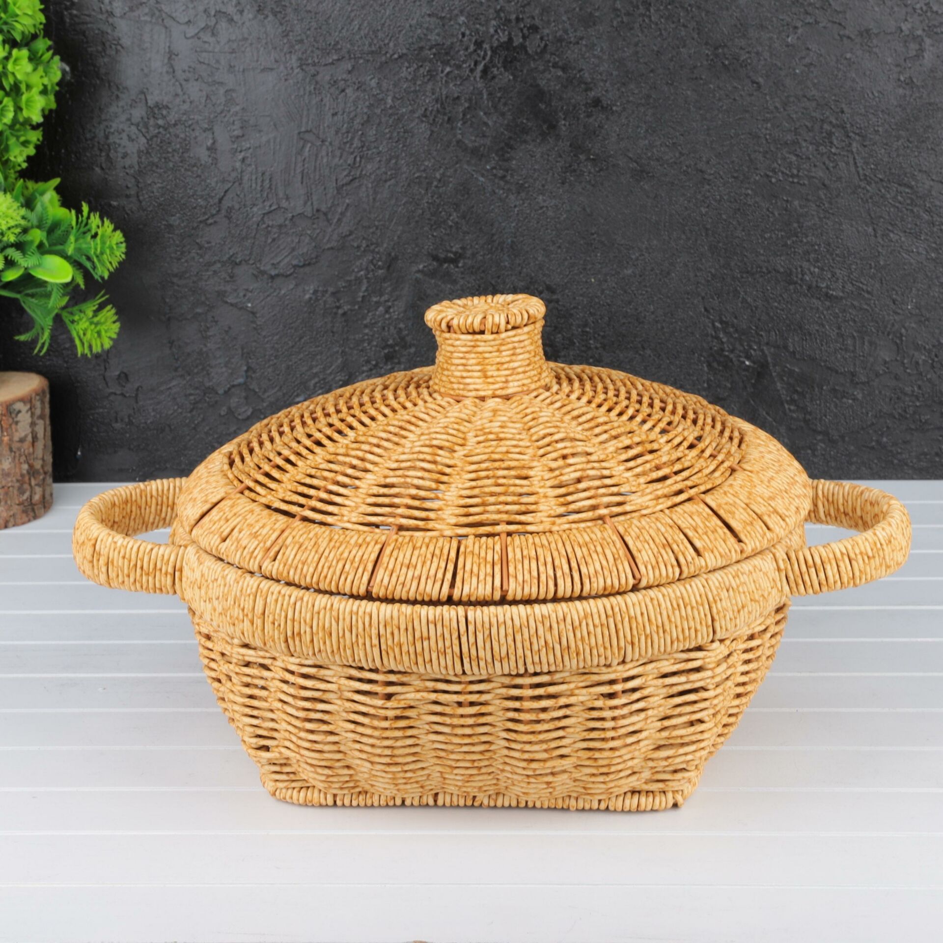 1 ADET TENCERE FORM RATTAN  SEPET ORTA  BOY