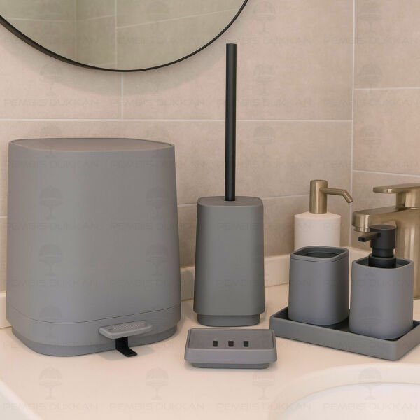 Gri Kare 6 Parça, Akrilik Banyo Set (9h26)