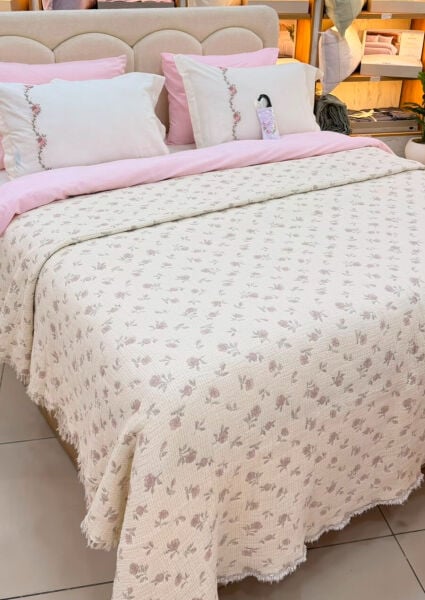 Sweet Dreams Çift Kişilik Nevresim Takımı - Rose Müslinli Kombin Set No 2
