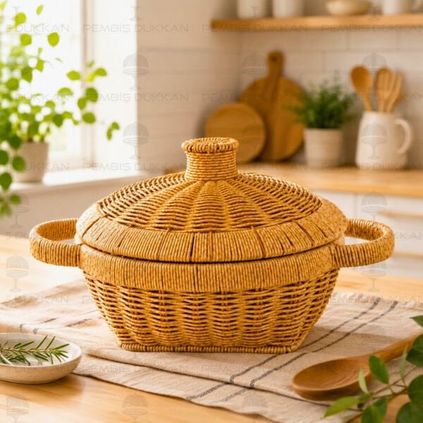 RATTAN TENCERE FORM ORTA BOY SEPET