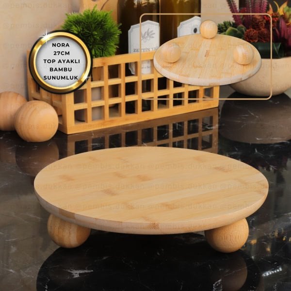 BAMBU YUVARLAK 27CM TOP AYAKLI NORA SUNUMLUK KÜÇÜK BOY(984)