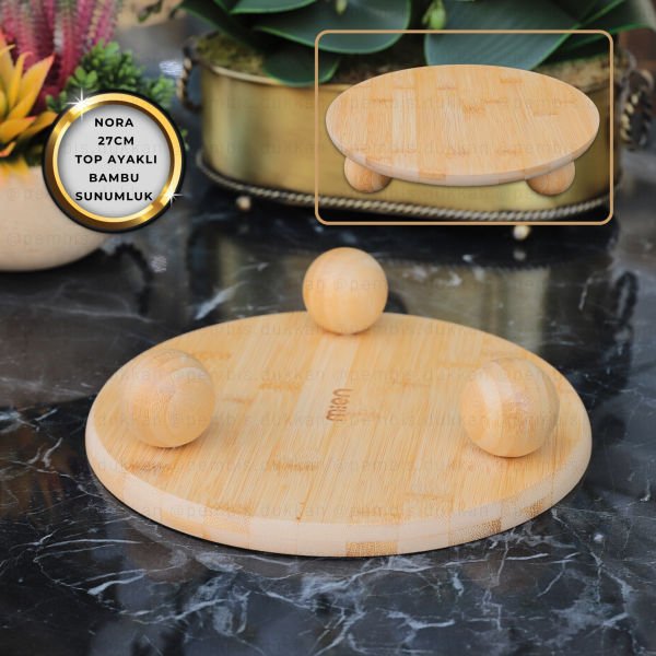 BAMBU YUVARLAK 27CM TOP AYAKLI NORA SUNUMLUK KÜÇÜK BOY(984)