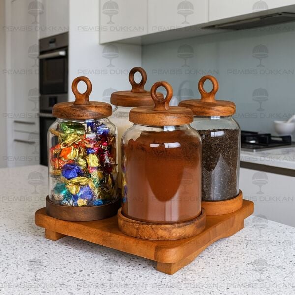 4LÜ LİLY TEZGAH ÜSTÜ KAVANOZ KOMBİN SET NO3 (AKS139)