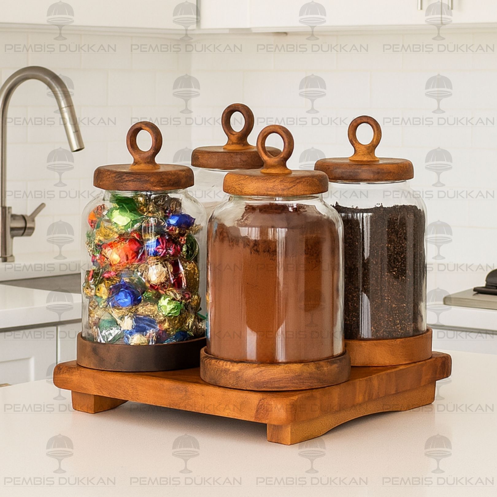 4LÜ LİLY TEZGAH ÜSTÜ KAVANOZ KOMBİN SET NO3 (AKS139)