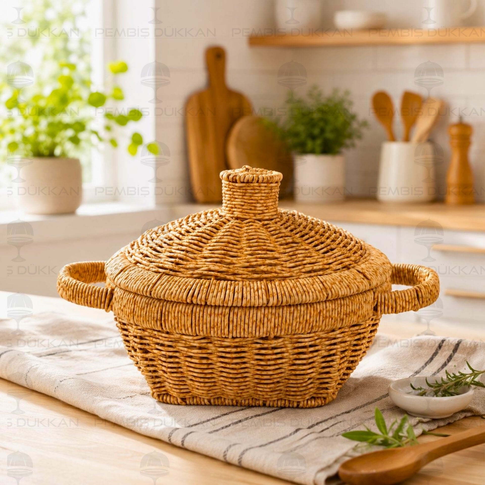 RATTAN TENCERE FORM KÜÇÜK BOY SEPET